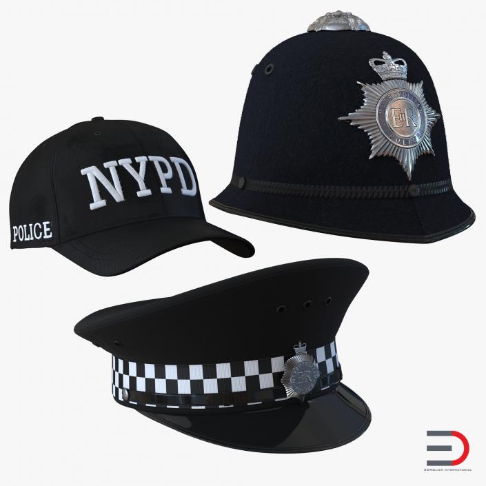 Police Hats Collection 3D