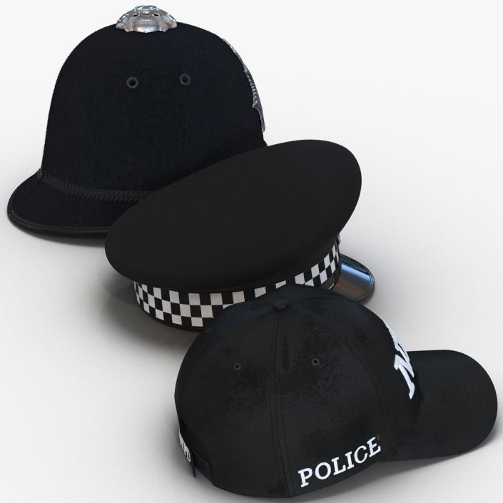 Police Hats Collection 3D