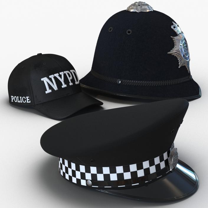 Police Hats Collection 3D