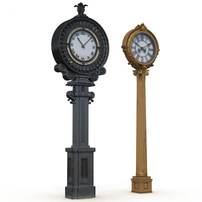 3D New York Street Clocks Collection model