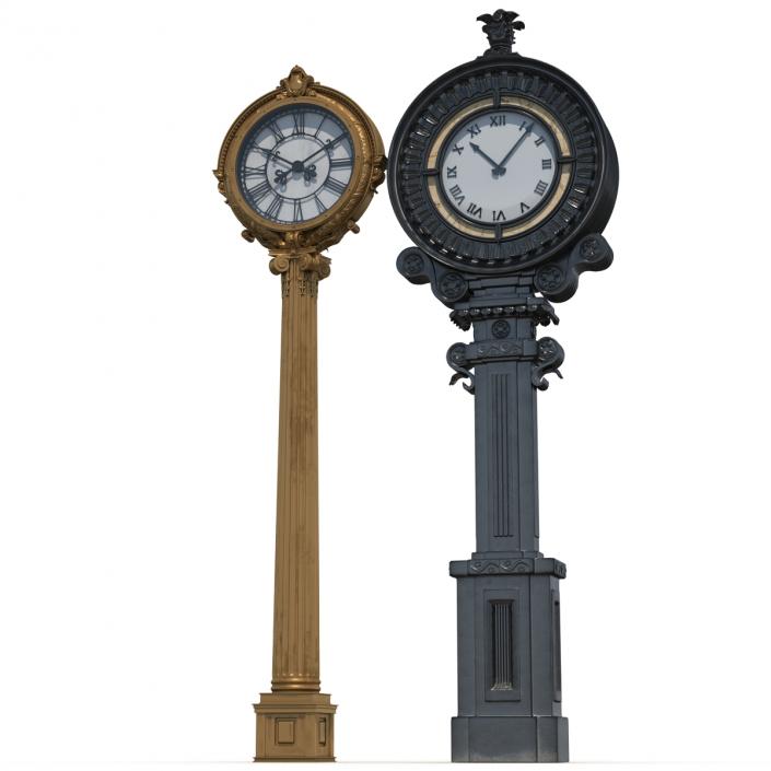 3D New York Street Clocks Collection model