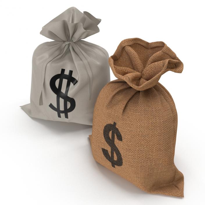 3D Dollar Money Bags Collection model