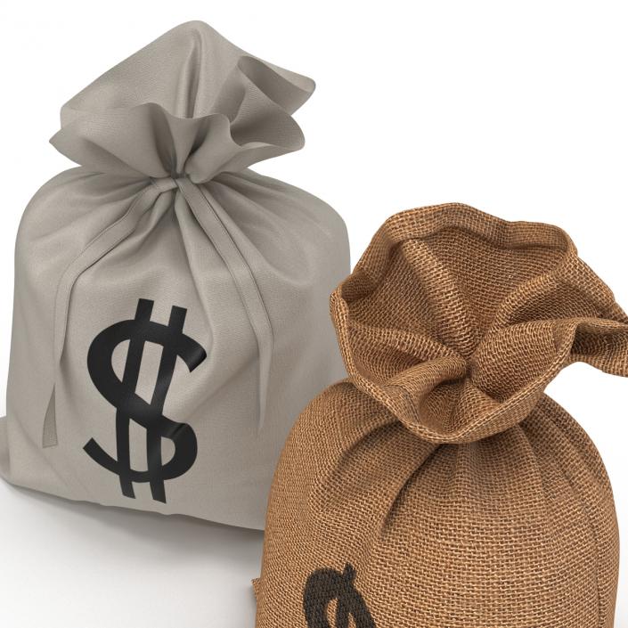 3D Dollar Money Bags Collection model