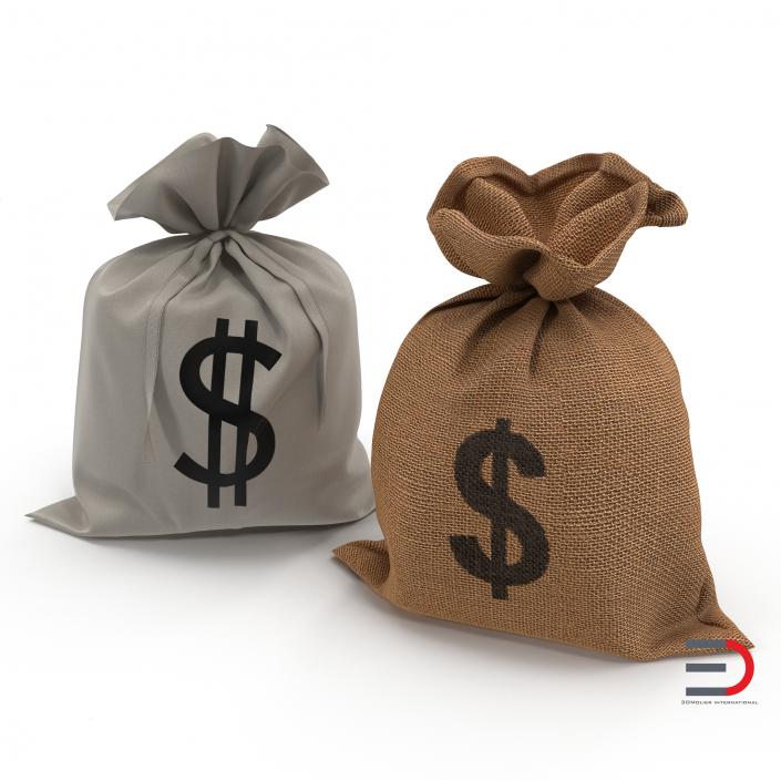 3D Dollar Money Bags Collection model