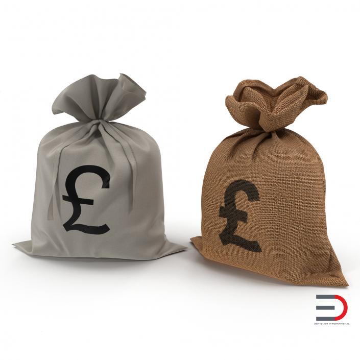 Pound Money Bags Collection 3D