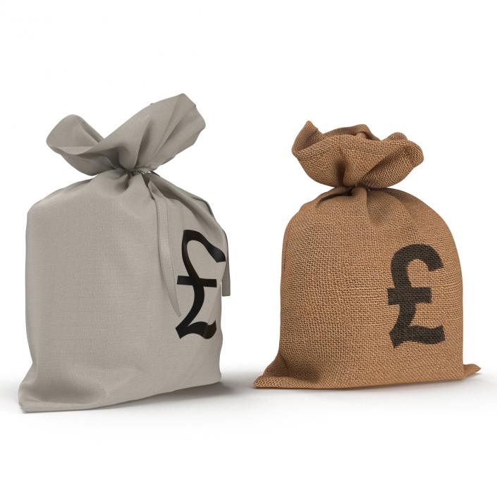 Pound Money Bags Collection 3D