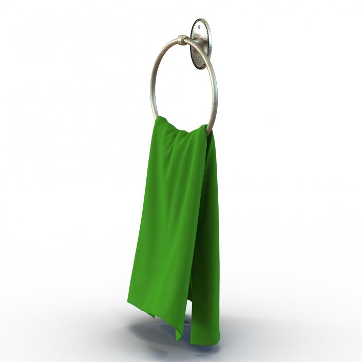 3D model Hanging Bathroom Towel 2 Green