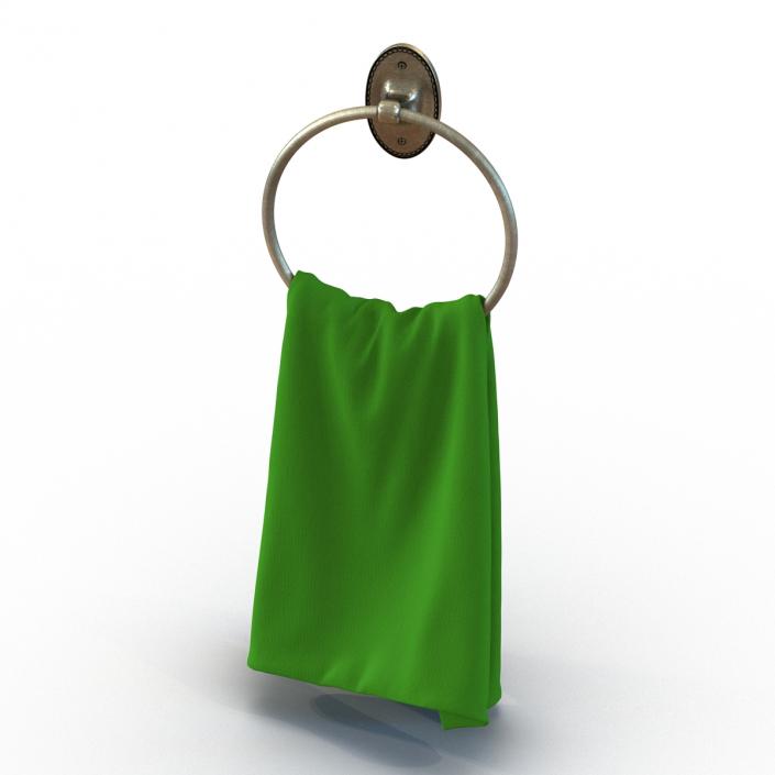 3D model Hanging Bathroom Towel 2 Green