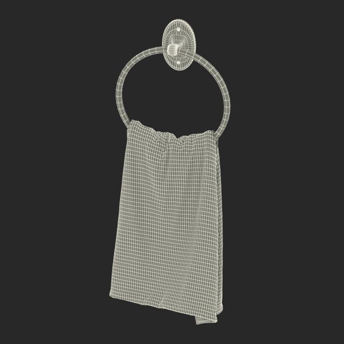 3D model Hanging Bathroom Towel 2 Green