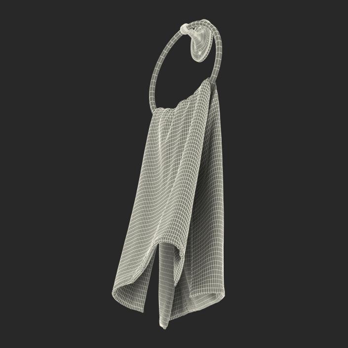 3D model Hanging Bathroom Towel 2 Green