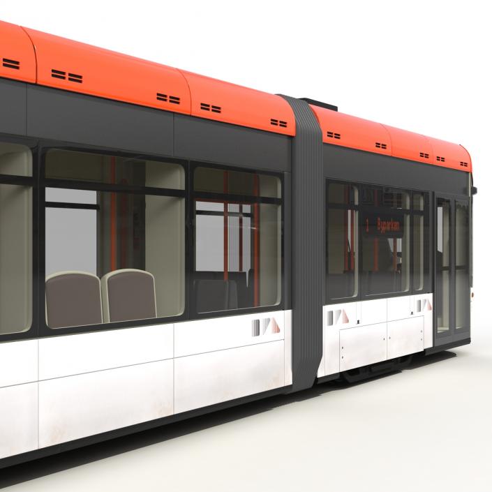 3D model Light Rail Train Bybanen Simple Interior