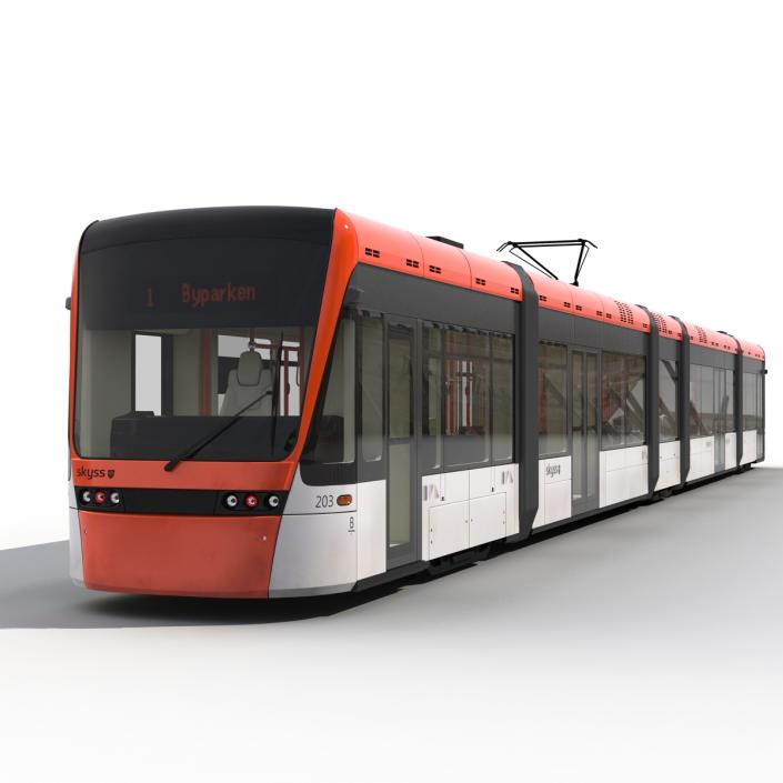 3D Light Rail Train Bybanen Rigged