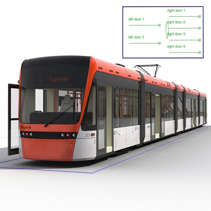 3D Light Rail Train Bybanen Rigged