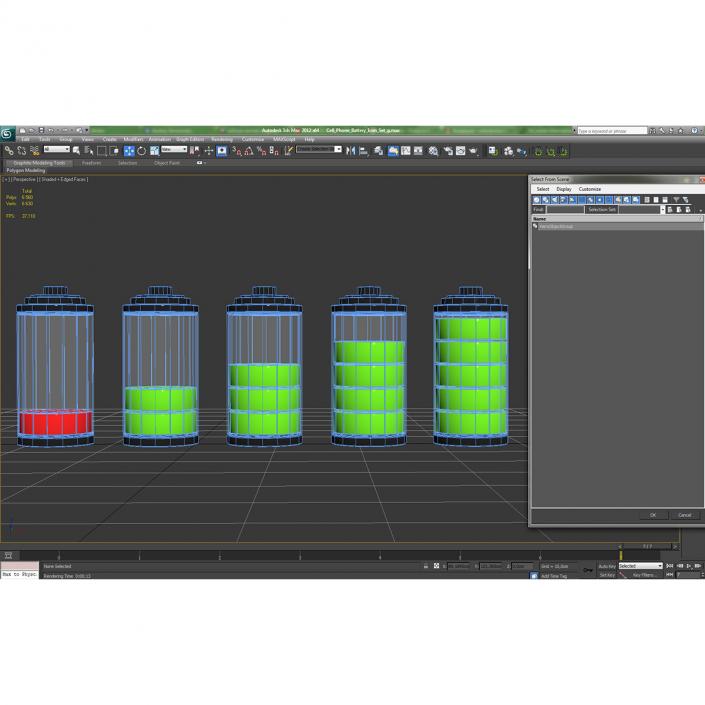 3D Cell Phone Battery Icons Set model