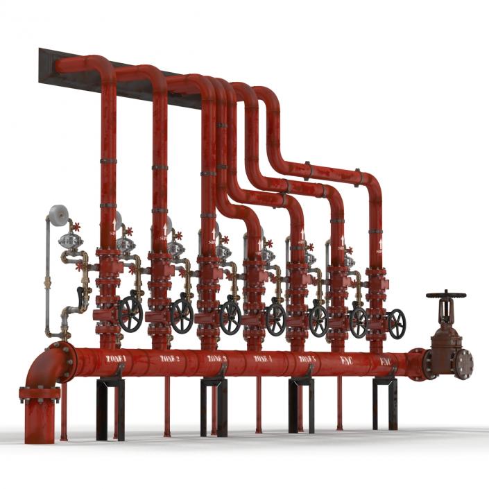 3D Industrial Pipes 3 model