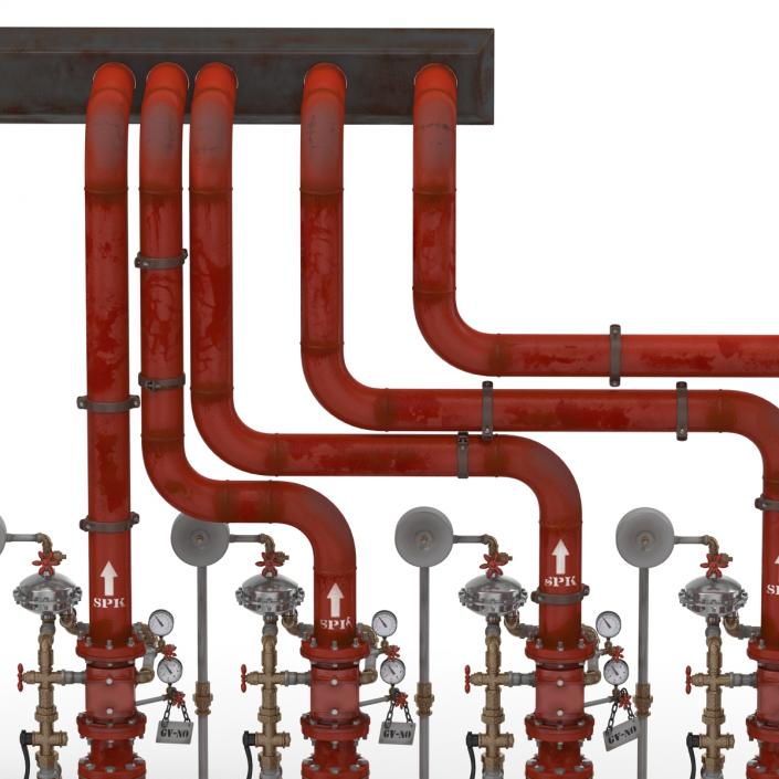 3D Industrial Pipes 3 model