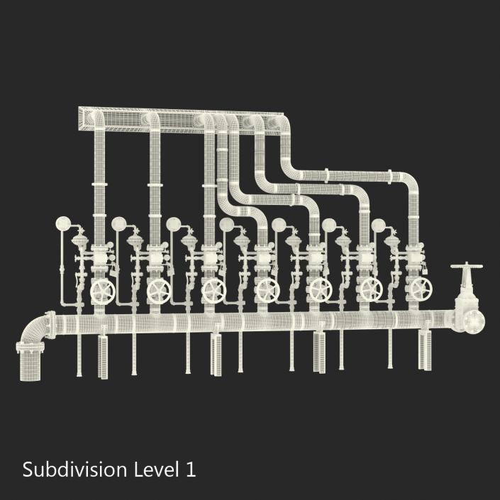 3D Industrial Pipes 3 model