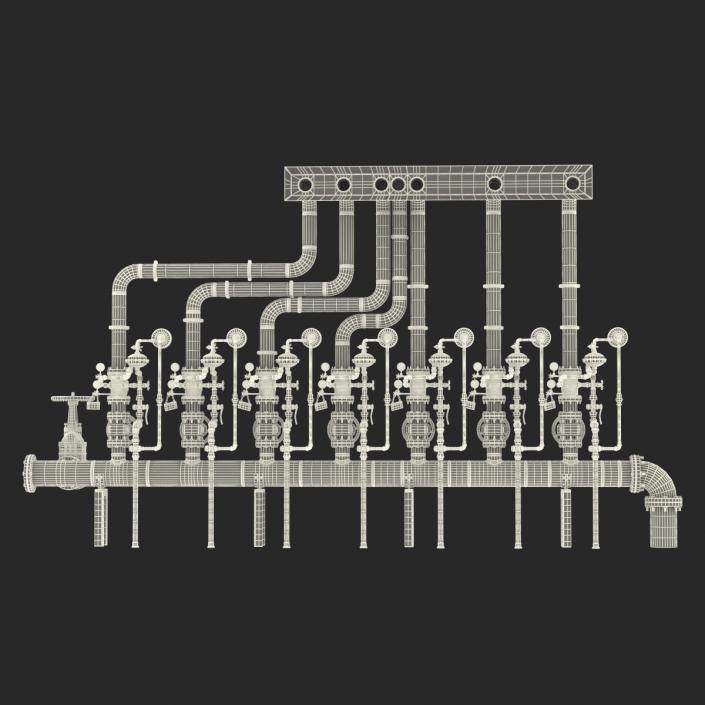 3D Industrial Pipes 3 model