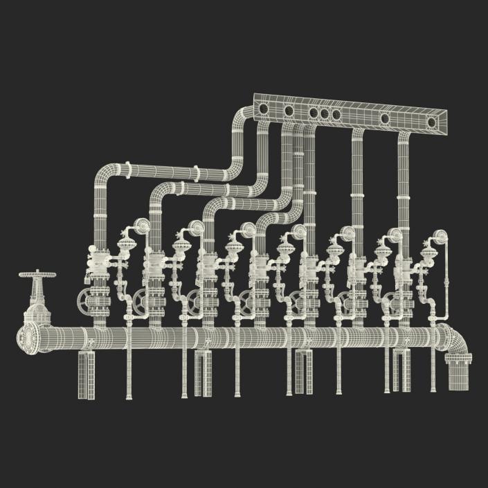 3D Industrial Pipes 3 model