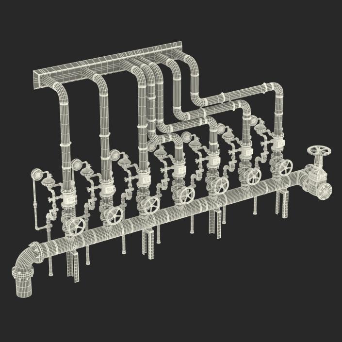 3D Industrial Pipes 3 model