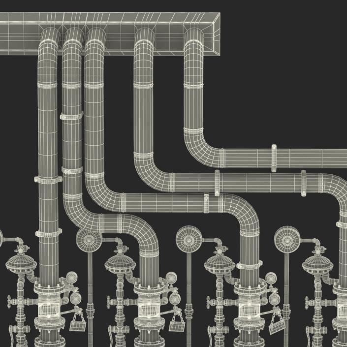 3D Industrial Pipes 3 model