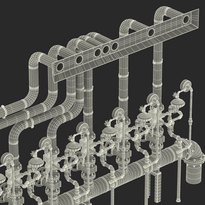 3D Industrial Pipes 3 model