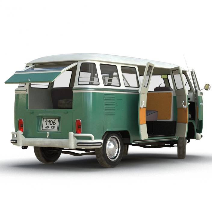 3D Volkswagen Type 2 Green model