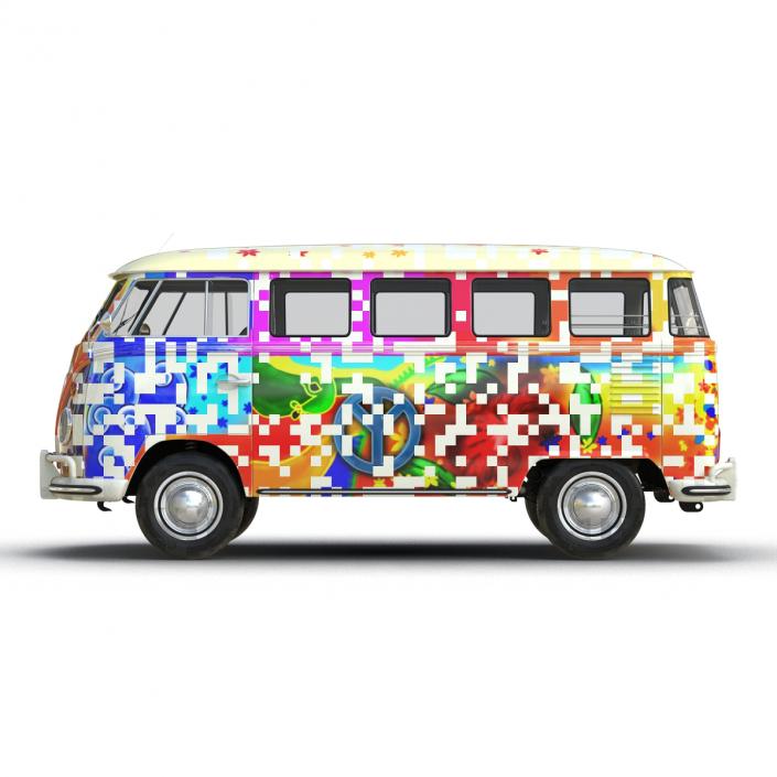 3D Volkswagen Type 2 Hippie Rigged