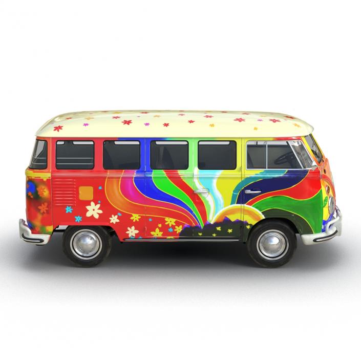 3D Volkswagen Type 2 Hippie Rigged