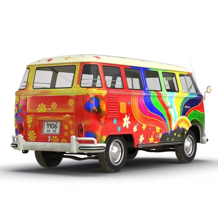 3D Volkswagen Type 2 Hippie Rigged