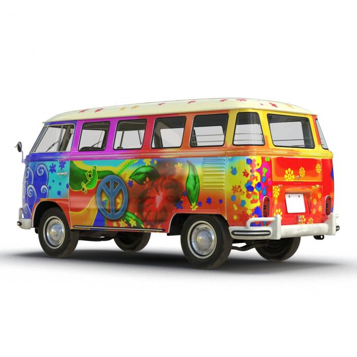 3D Volkswagen Type 2 Hippie Rigged