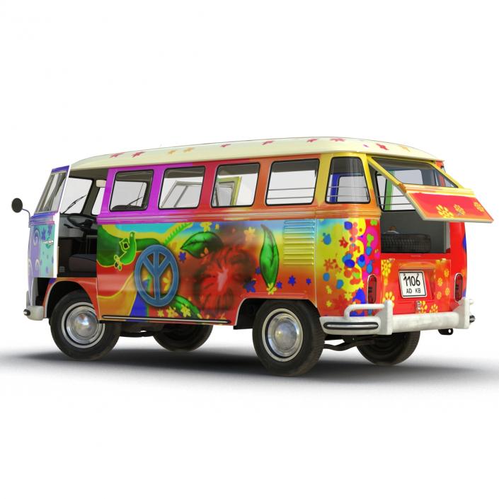 3D Volkswagen Type 2 Hippie Rigged