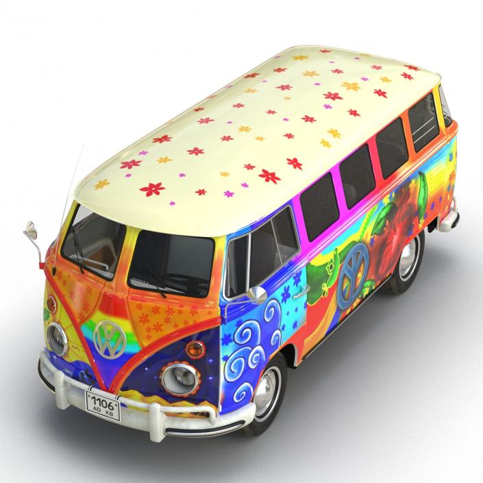 3D Volkswagen Type 2 Hippie Rigged