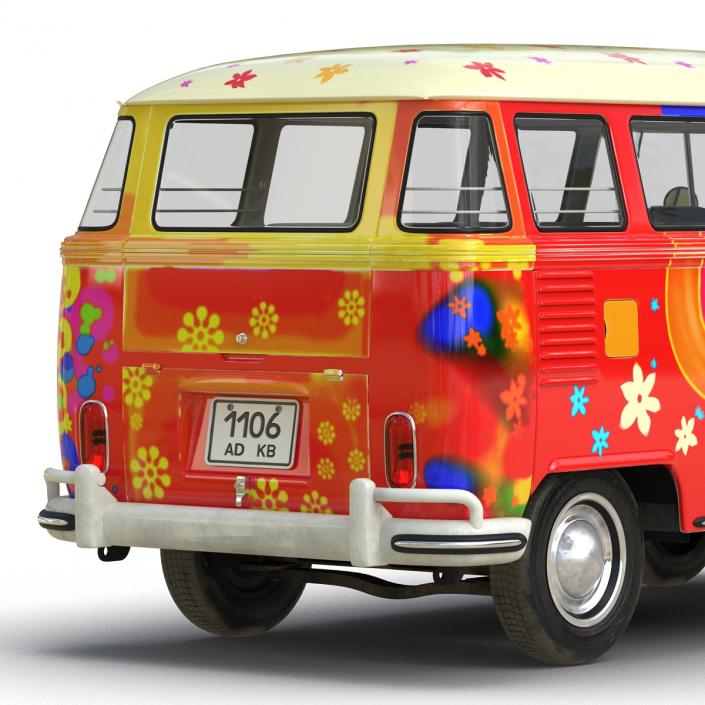 3D Volkswagen Type 2 Hippie Rigged