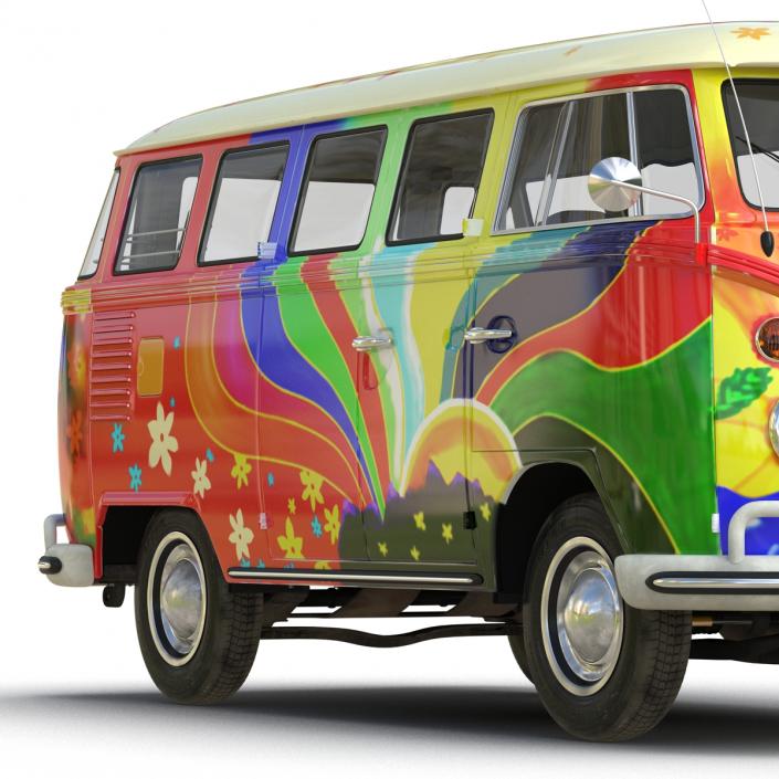 3D Volkswagen Type 2 Hippie Rigged