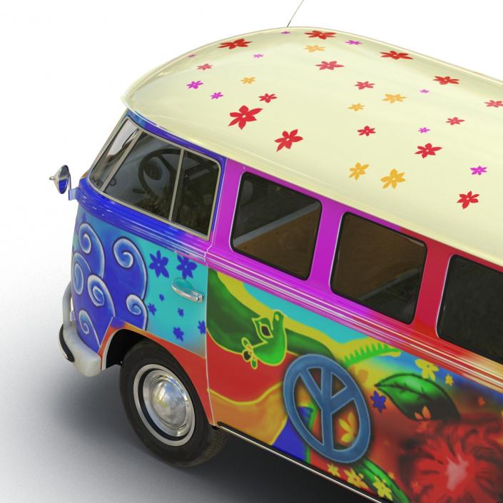 3D Volkswagen Type 2 Hippie Rigged