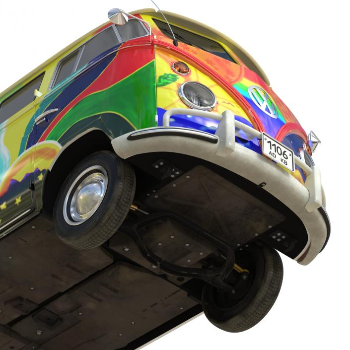 3D Volkswagen Type 2 Hippie Rigged