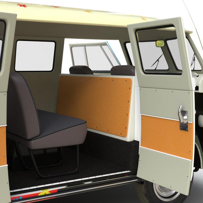 3D Volkswagen Type 2 Hippie Rigged