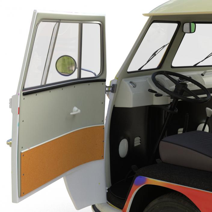 3D Volkswagen Type 2 Hippie Rigged