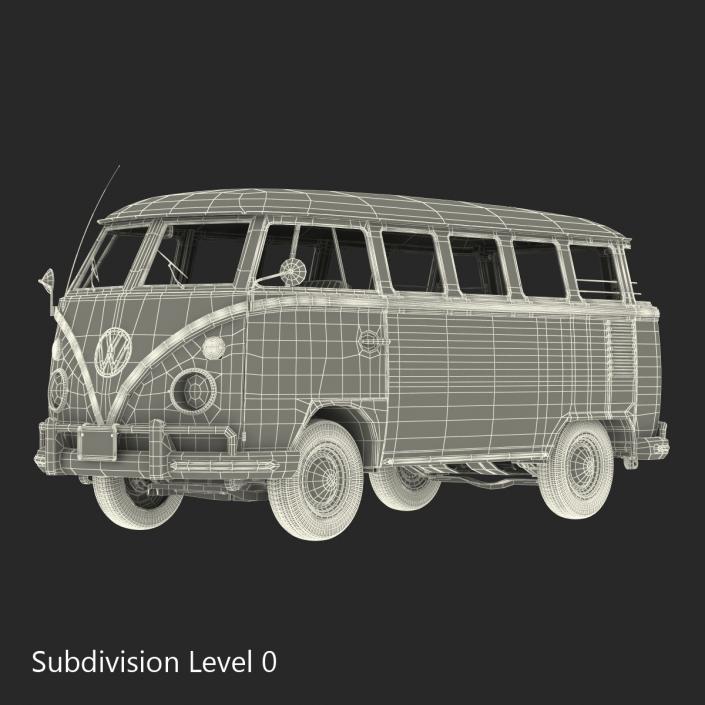 3D Volkswagen Type 2 Hippie Rigged