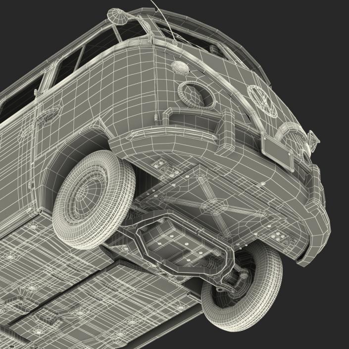 3D Volkswagen Type 2 Hippie Rigged