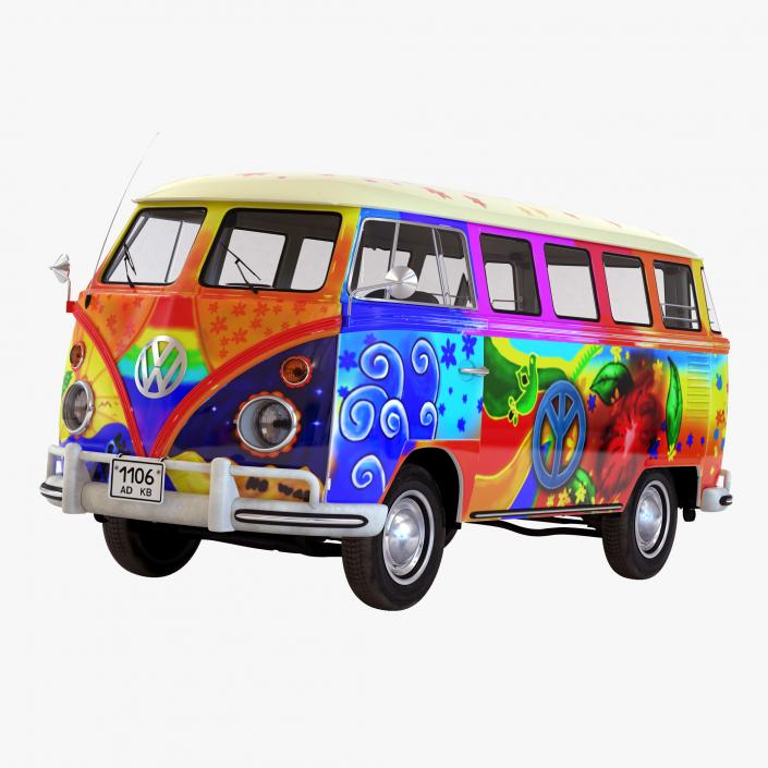 3D model Volkswagen Type 2 Hippie Simple Interior