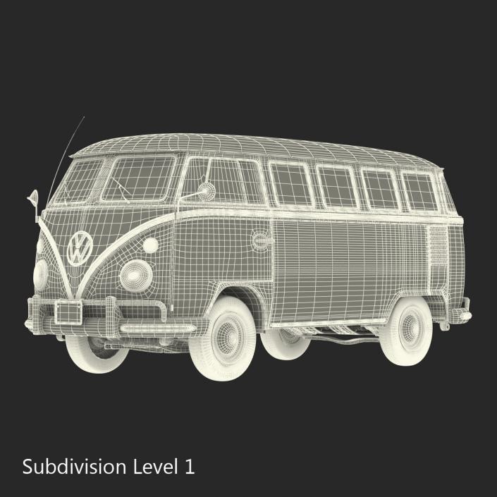 3D model Volkswagen Type 2 Hippie Simple Interior