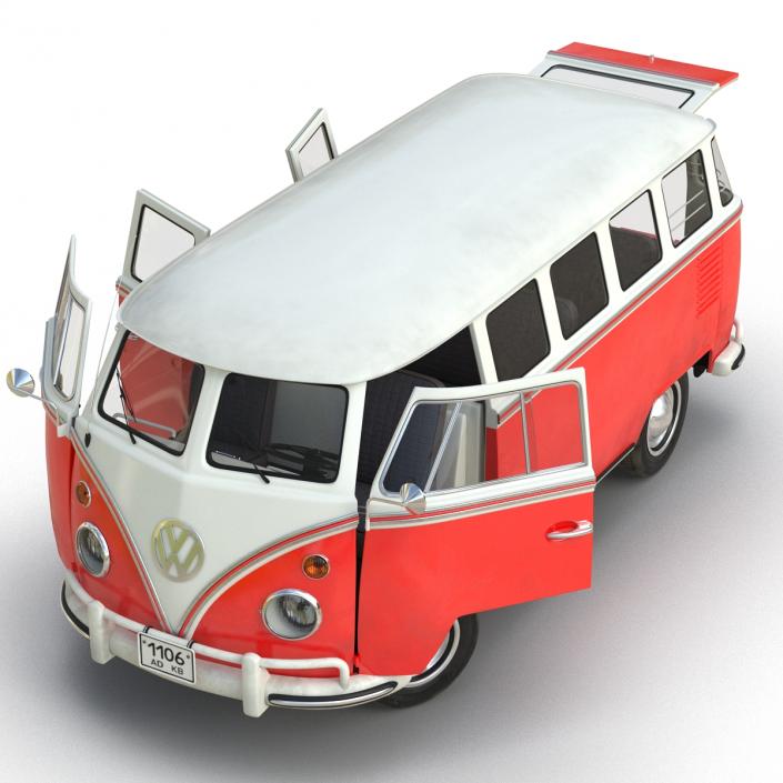 3D Volkswagen Type 2 Red