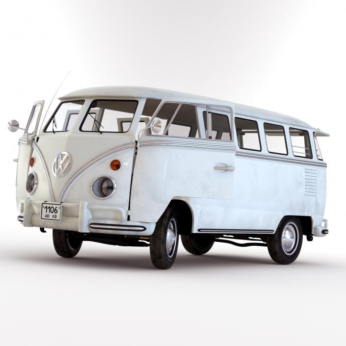 3D model Volkswagen Type 2 White Rigged