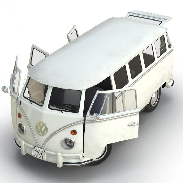 3D model Volkswagen Type 2 White Rigged