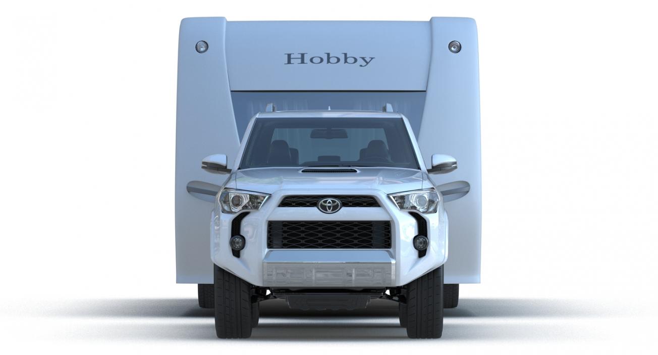 3D Toyota 4Runner and Hobby Caravan Prestige Rigged model