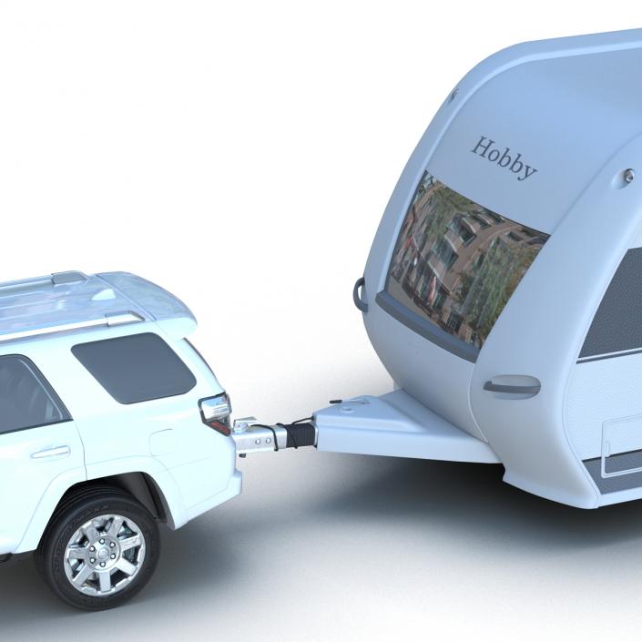 3D Toyota 4Runner and Hobby Caravan Prestige Rigged model