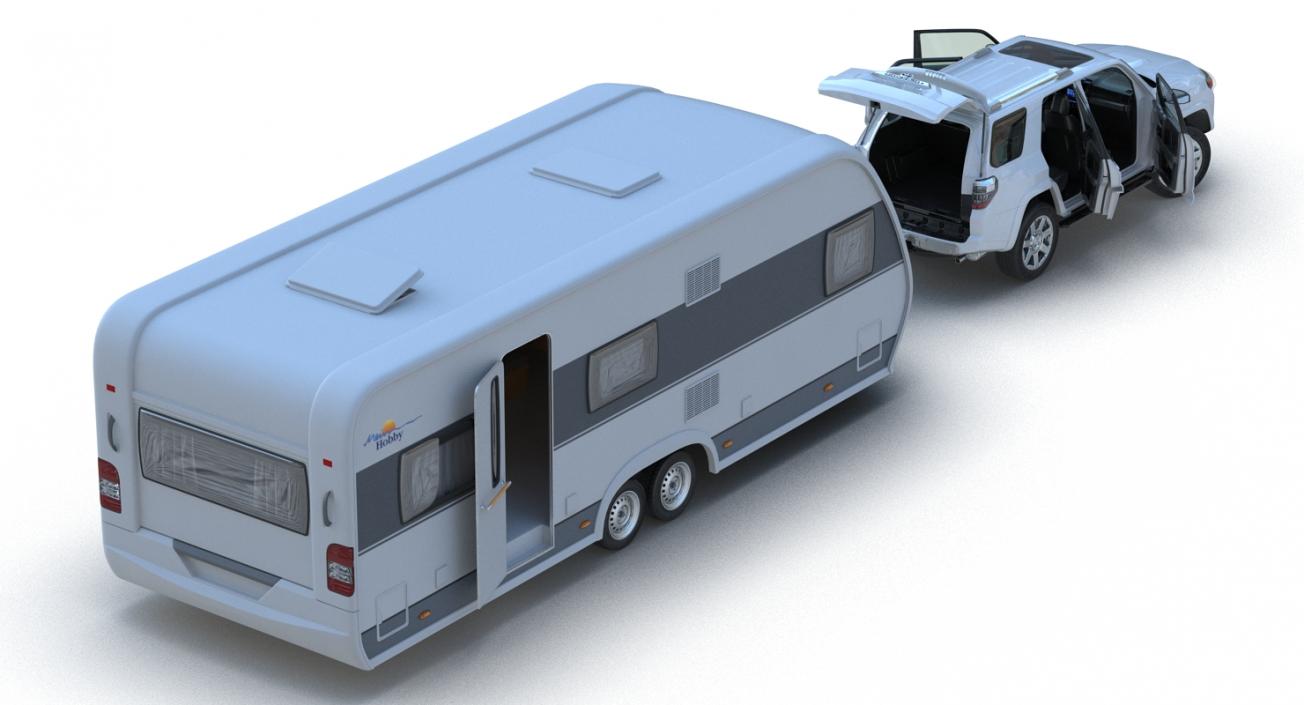 3D Toyota 4Runner and Hobby Caravan Prestige