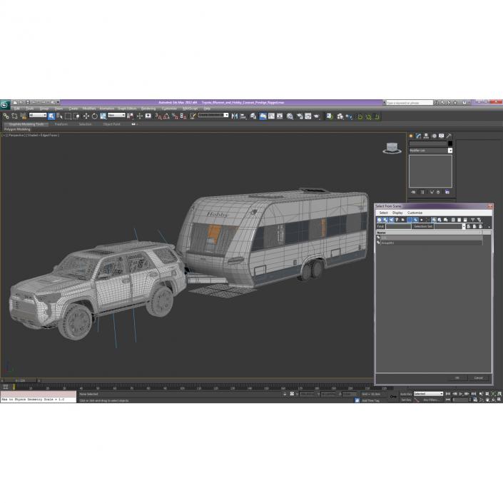 3D Toyota 4Runner and Hobby Caravan Prestige